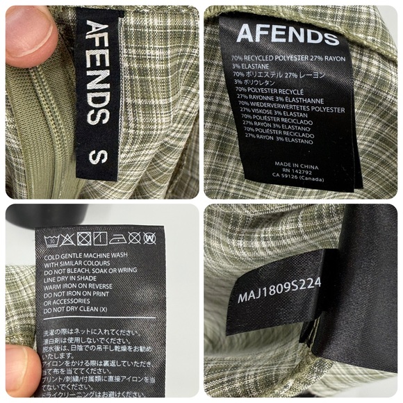 Afends Willow Check V-Neck Maxi Dress in Military Check | Size Small - Picture 8 of 9